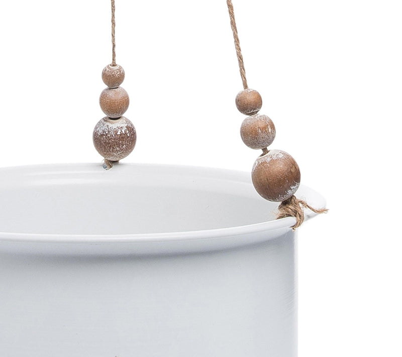 Foreside Home & Garden Wood Bead Hanging Planters, Set Of 2 — View 2