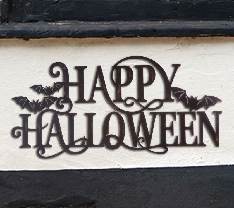 Glitzhome Indoor Outdoor "Happy Halloween" Hanging Wall Sign — View 2
