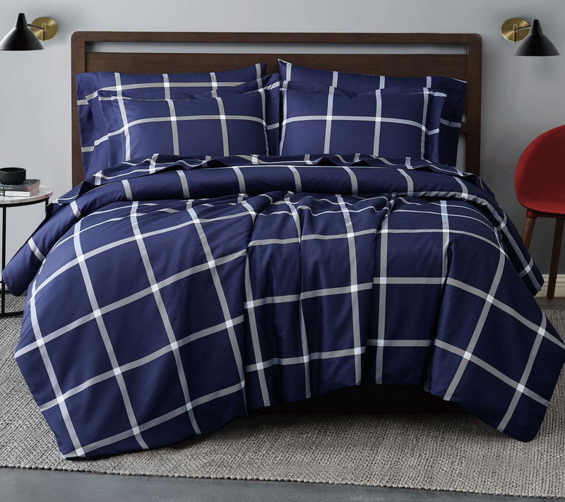 Truly Soft Printed Windowpane King Duvet CoverSet — View 3