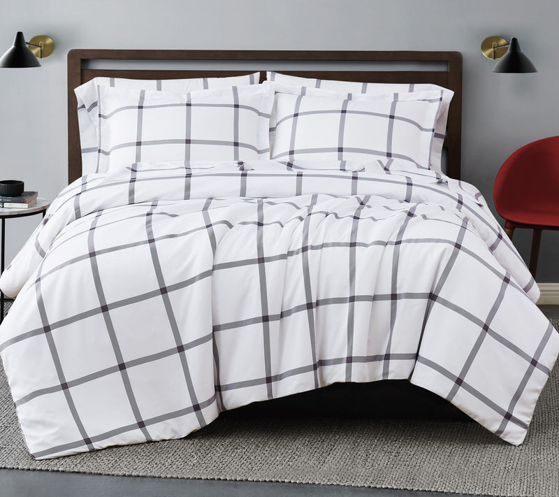 Truly Soft Printed Windowpane King Duvet CoverSet — View 7