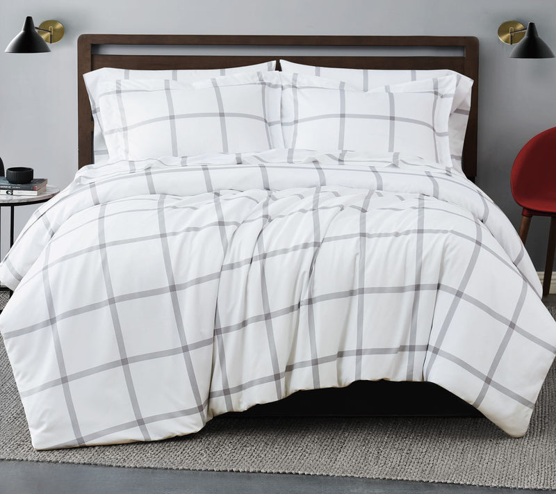 Truly Soft Printed Windowpane King Duvet CoverSet — View 5