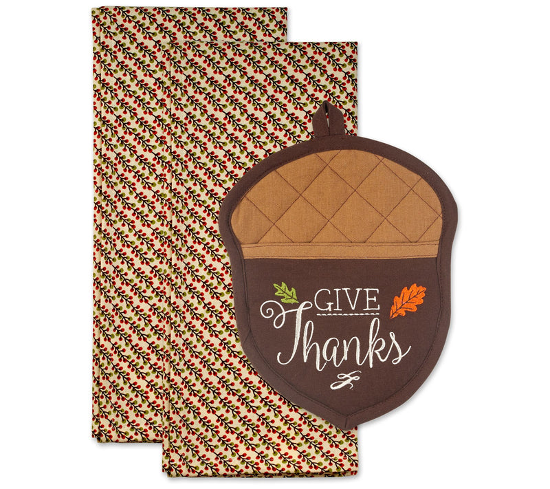 Design Imports Thanks Acorn Potholder Gift Set — Main view
