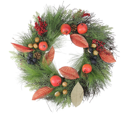 Northlight 24" Harvest Mixed Berry Pine and NutFall Wreath