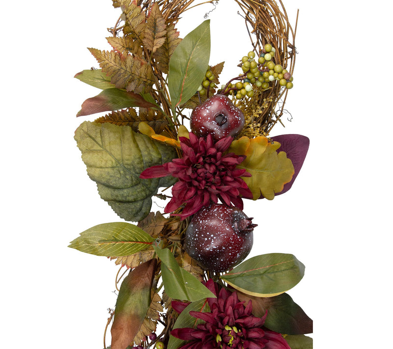 Northlight 28" Harvest Mums w/ Pomegranate Grapevine Swag — View 3