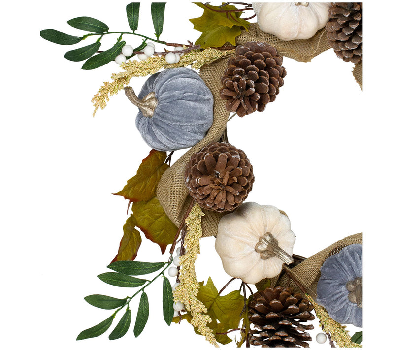 Northlight Pumpkins Foliage Grapevine Thanksgiving Wreath 24" — View 3