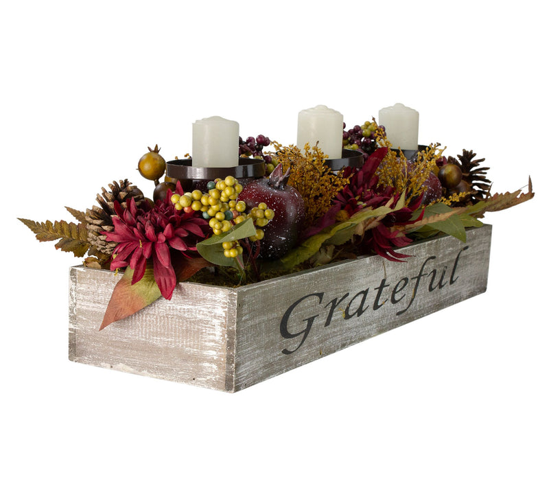 Northlight 24" Harvest Candleholder in "Grateful" Wooden Box — View 3