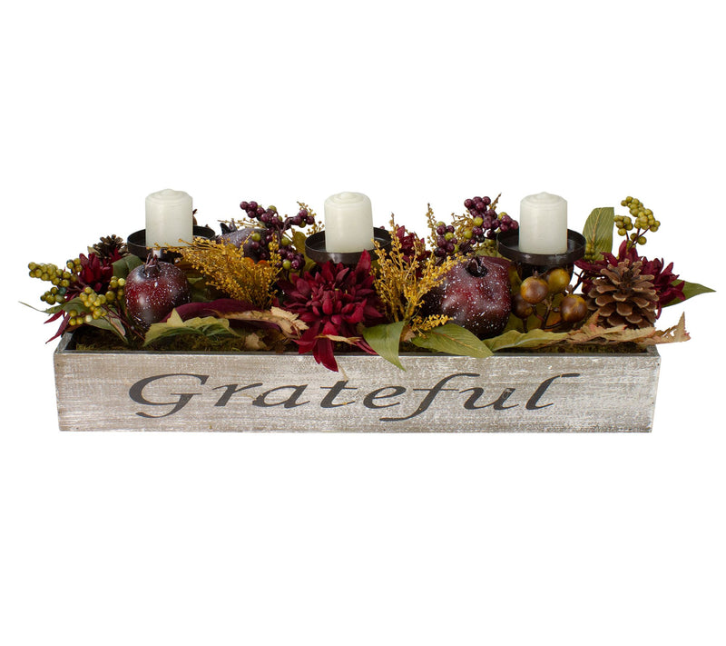 Northlight 24" Harvest Candleholder in "Grateful" Wooden Box — View 2