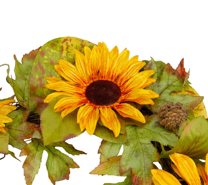 Northlight Yellow Sunflower & Pine Cone HarvestWreath 24" — View 4