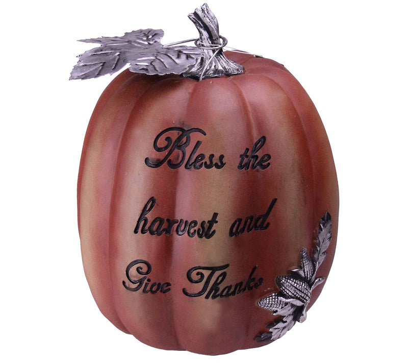 Northlight 10" Bless the Harvest & Give Thanksgiving Pumpkin — Main view
