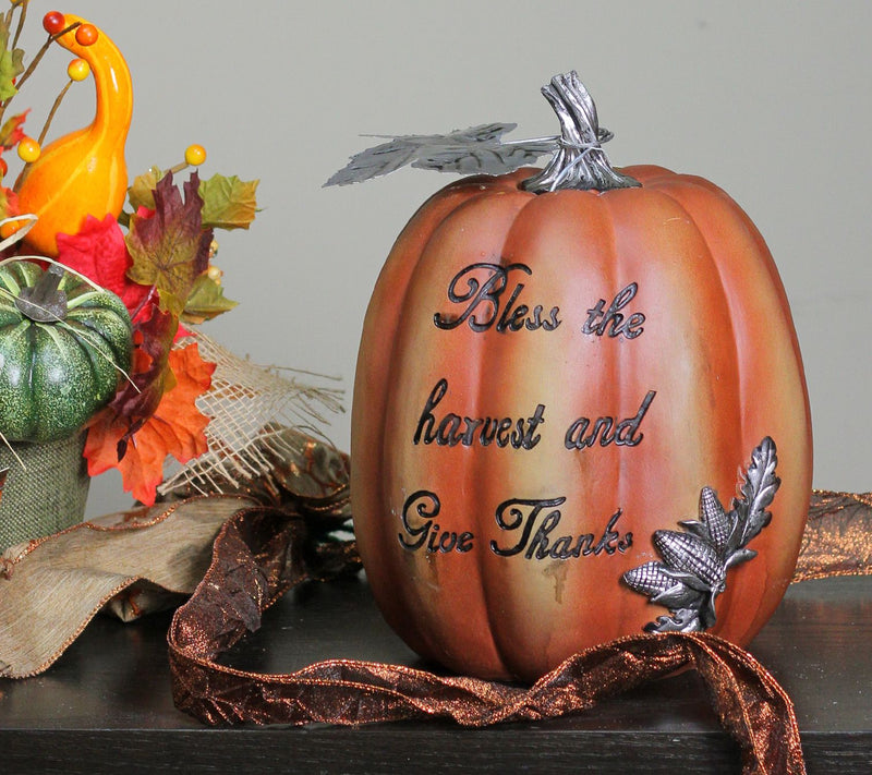 Northlight 10" Bless the Harvest & Give Thanksgiving Pumpkin — View 3