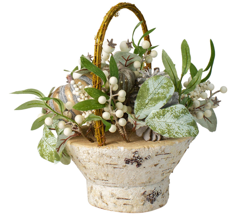Northlight 13" Green & Gold Pumpkin & Leaves Basket — View 3