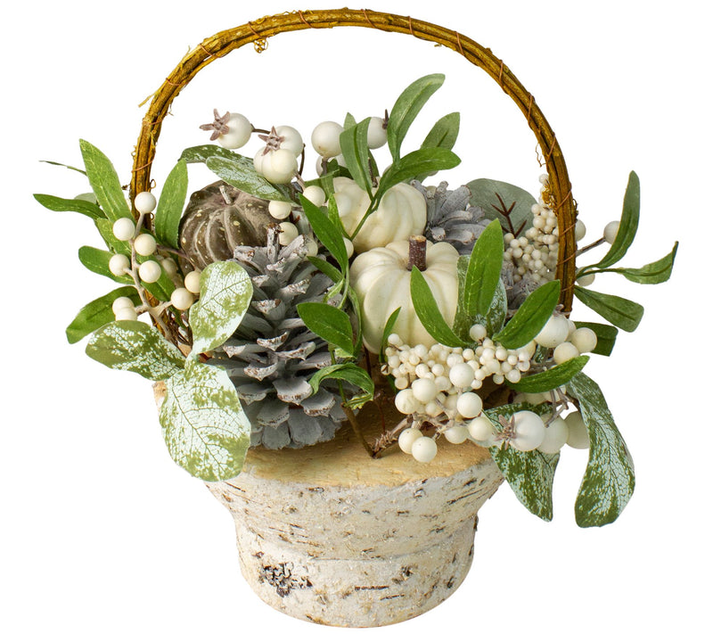 Northlight 13" Green & Gold Pumpkin & Leaves Basket — View 4