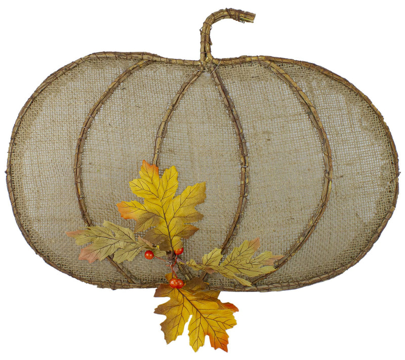 Northlight 19" Beige Burlap & Vine Pumpkin Harvest Hanging — Main view