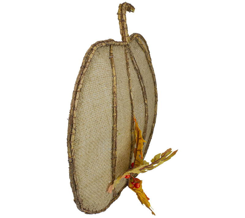 Northlight 19" Beige Burlap & Vine Pumpkin Harvest Hanging — View 3