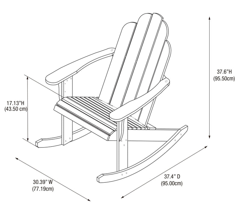 Linon Home Silas Teak Adirondack Rocker w/Arm Rest & High Back — View 7