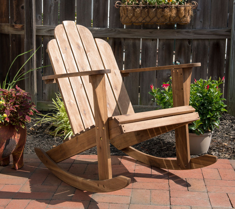 Linon Home Silas Teak Adirondack Rocker w/Arm Rest & High Back — View 6