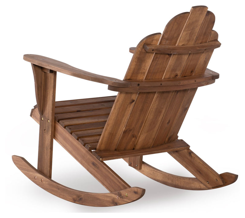 Linon Home Silas Teak Adirondack Rocker w/Arm Rest & High Back — View 4