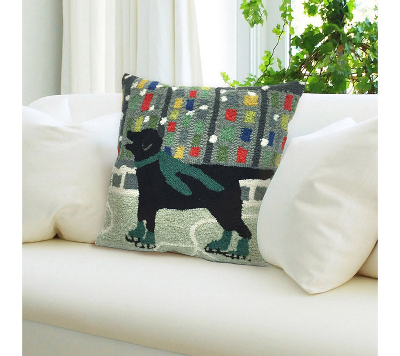 Lush Decor Frontporch Holiday Ice Dog Pillow Green 18" Square — View 2