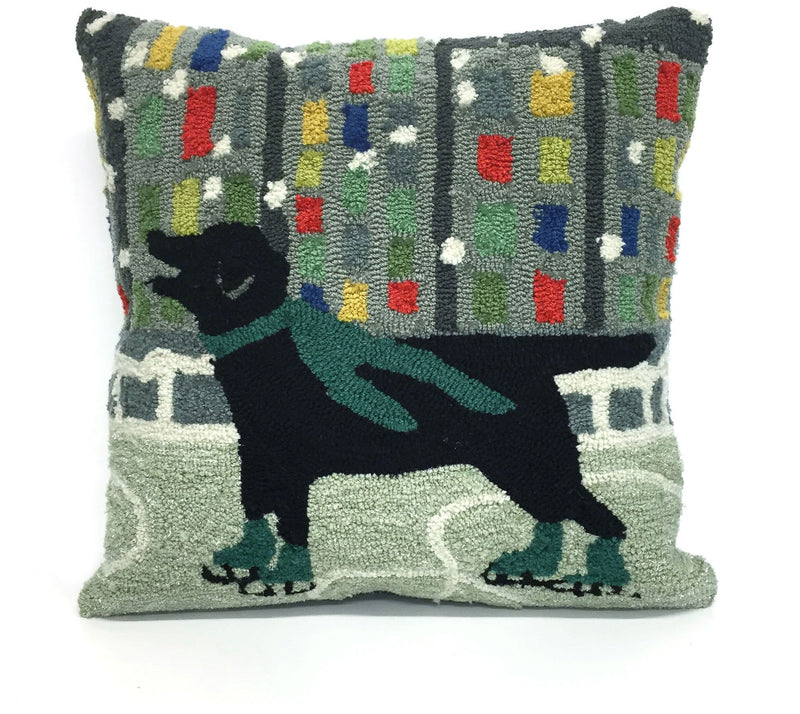 Lush Decor Frontporch Holiday Ice Dog Pillow Green 18" Square — Main view