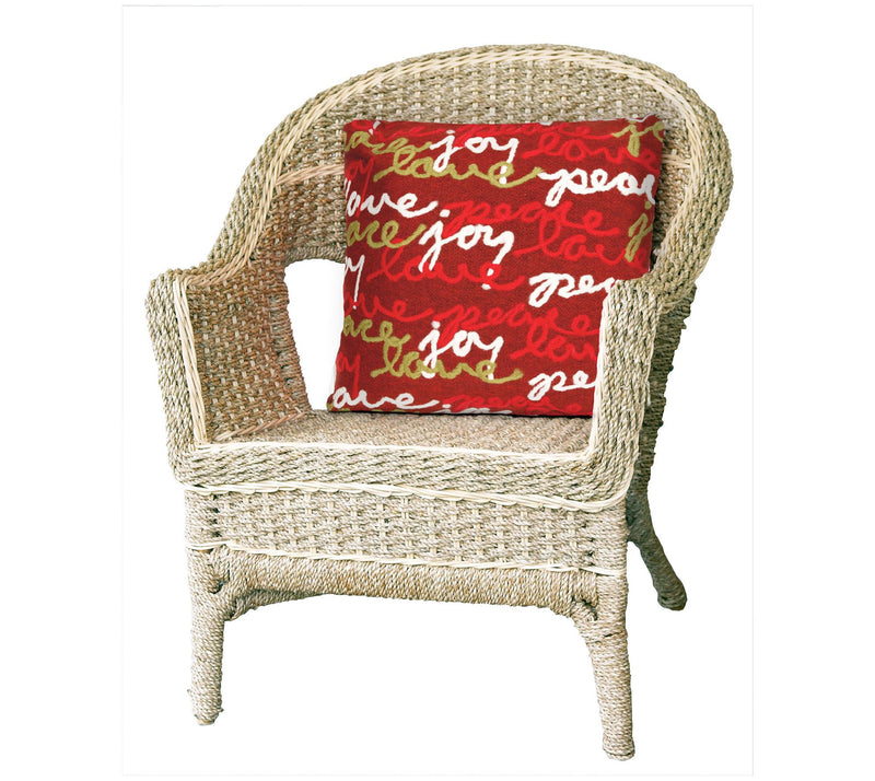 Lush Decor Visions III Peace Love Joy Pillow Red 20" Square — View 2