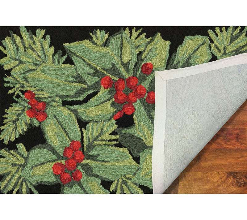 Lush Decor Frontporch Holly Berries Rug Black4" x 36" — View 4