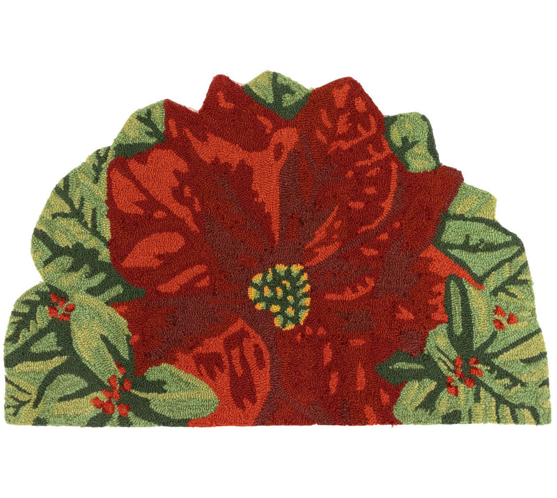 Lush Decor Frontporch Poinsettia Rug Red 24" x36" Half Round — Main view