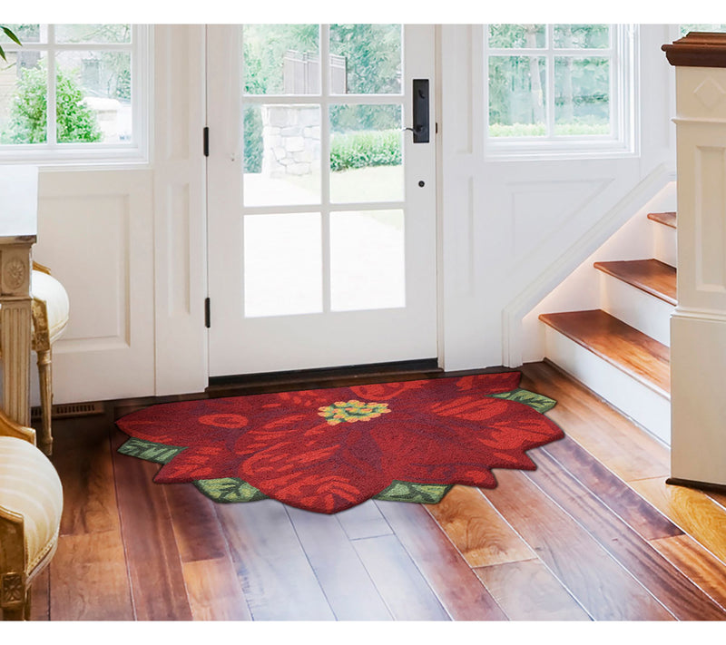 Lush Decor Fro ntporch Poinset tia Rug Red 30" x 48" Half Rou — View 7
