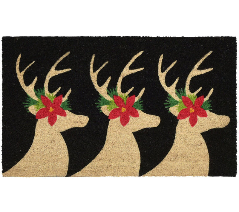 Lush Decor Natura Deer Mat Black 18" x 30" — Main view