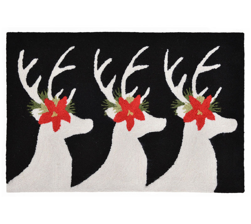 Lush Decor Fro ntporch Reindee r Rug Black  30 " x 48" — Main view