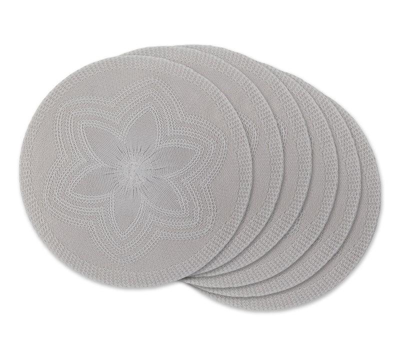 Design Imports Set of 6 Floral Woven Round Placemat — Main view