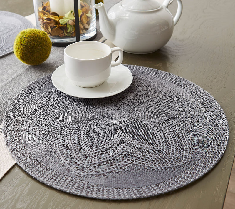 Design Imports Set of 6 Floral Woven Round Placemat — View 22