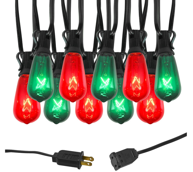 LumaBase Electric String Lights with Red & Green Edison Bulbs — Main view