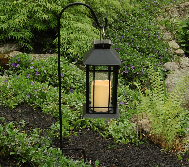 LumaBase Solar Powered Lantern with LED Candle- Black Window — View 3
