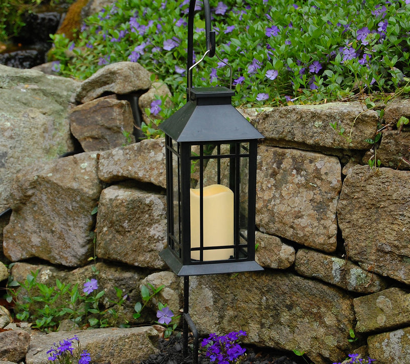 LumaBase Solar Powered Lantern with LED Candle- Black Window — View 5