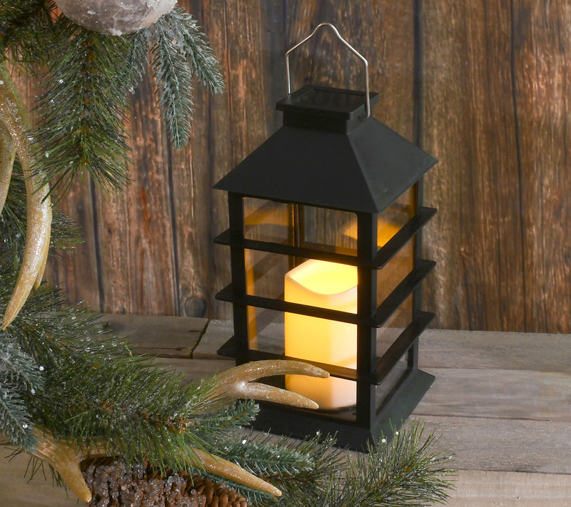 LumaBase Solar Powered Horizontal Lantern withLED Candle — View 2