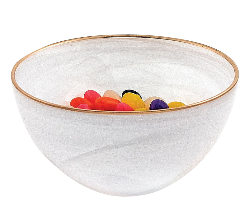 Badash Crystal Alabaster 6" Glass Bowl w/ GoldRim — Main view