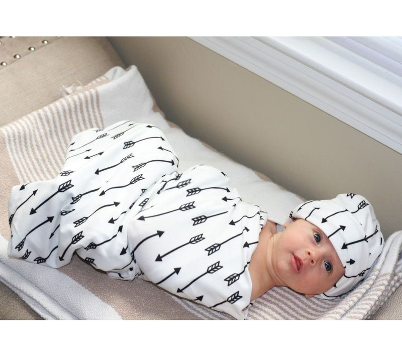 Headbands of Hope Baby Swaddle and Hat Set - Ar row — View 2