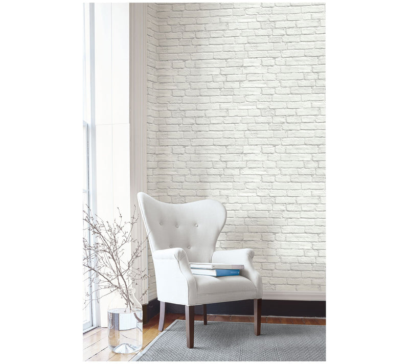 NextWall Vintage White Brick Peel and Stick Wallpaper Roll — View 2