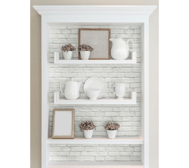 NextWall Vintage White Brick Peel and Stick Wallpaper Roll — View 4