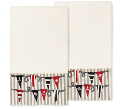 Linum Home Textiles Ethan 2PC Embellished BathTowel Set