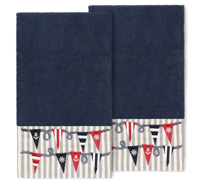 Linum Home Textiles Ethan 2PC Embellished BathTowel Set — View 9
