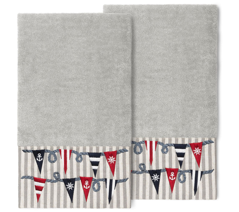 Linum Home Textiles Ethan 2PC Embellished BathTowel Set — View 7