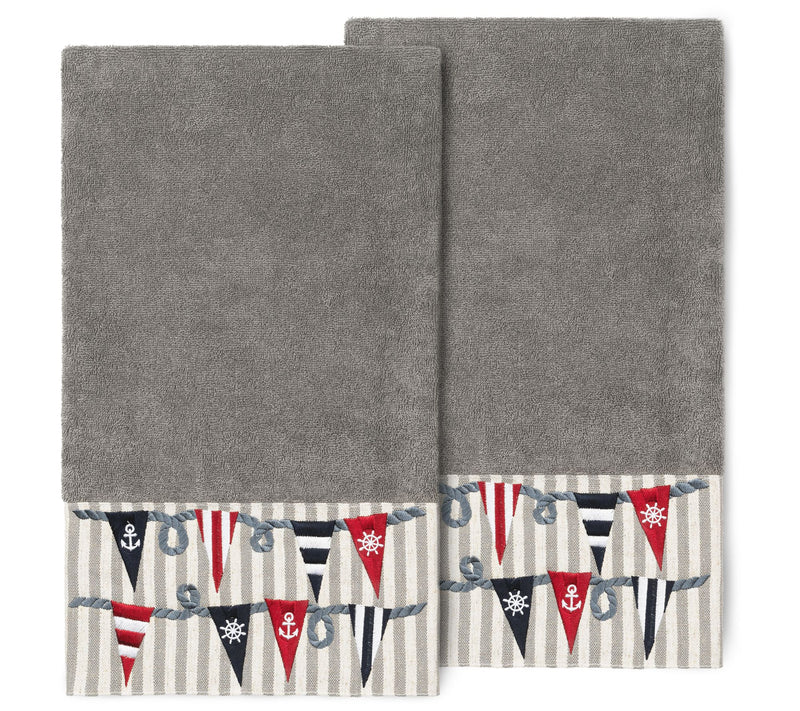 Linum Home Textiles Ethan 2PC Embellished BathTowel Set — View 5
