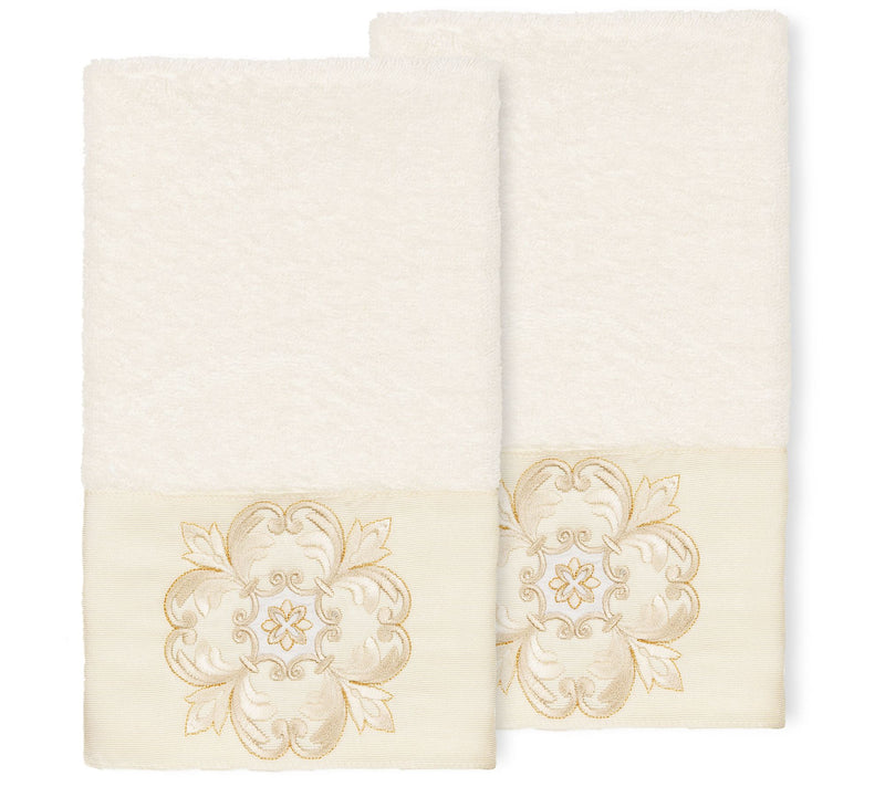 Linum Home Textiles Alyssa 2PC Embellished HandTowel Set — View 3