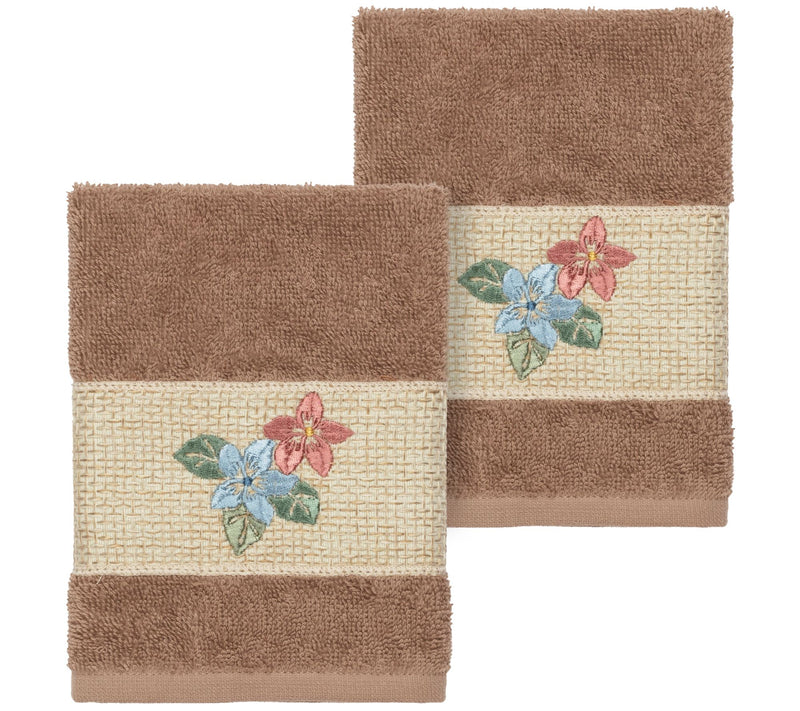 Linum Home Textiles Caroline 2PC Embellished Washcloth Set — View 5