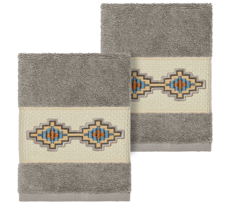 Linum Home Textiles Gianna 2PC Embellished Washcloth Set — View 3
