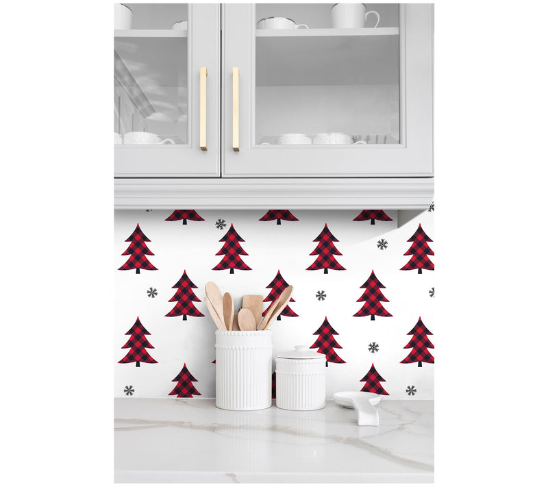 NextWall Plaid Pines Peel and Stick Wallpaper Roll — View 11