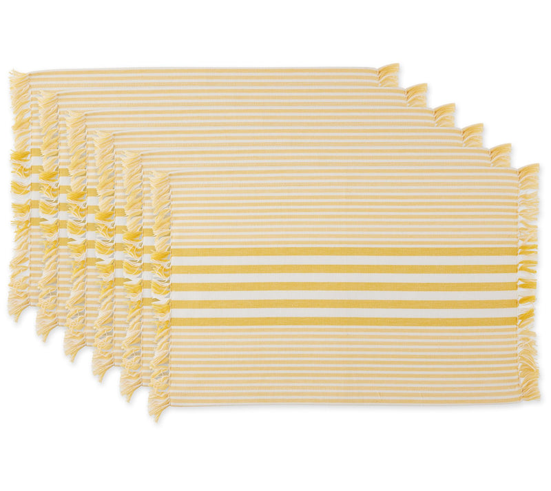 Design Imports Set of 6 Stripes with Fringe Placemat — Main view