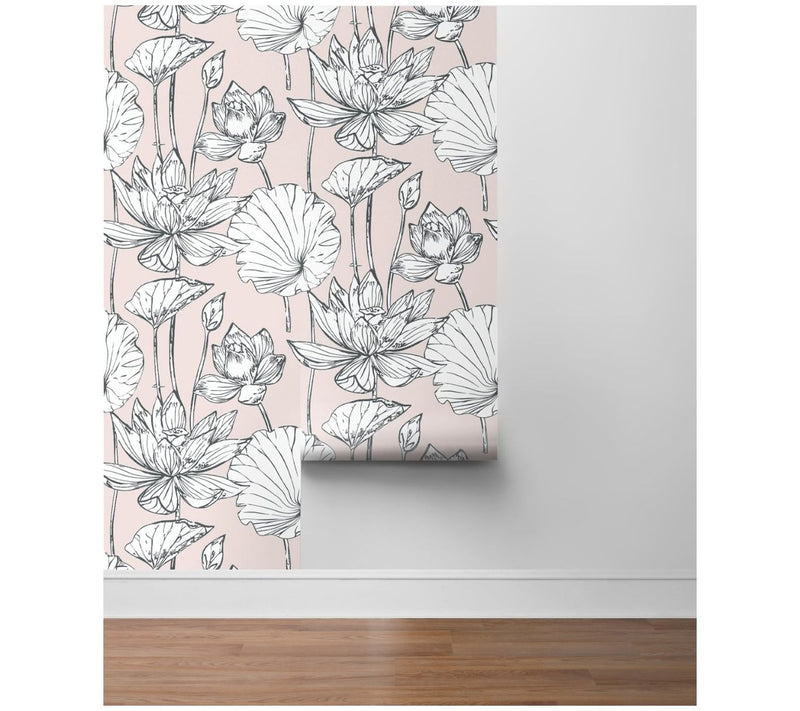 NextWall Lotus Floral Peel and Stick WallpaperRoll — View 11