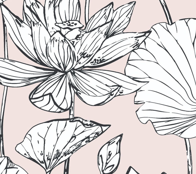NextWall Lotus Floral Peel and Stick WallpaperRoll — Main view